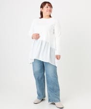 OLKAD36099 eur3(エウルキューブ) 【大きいサイズ】異素材ドッキングカットソー ホワイト(90)