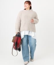 OLKAD36099 eur3(エウルキューブ) 【大きいサイズ】異素材ドッキングカットソー ホワイト(90)