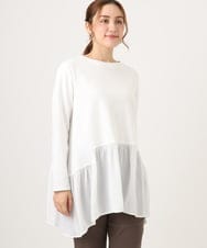 OLKAD36099 eur3(エウルキューブ) 【WEB先行販売】【大きいサイズ】異素材ドッキングカットソー ホワイト(90)