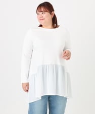 OLKAD36099 eur3(エウルキューブ) 【大きいサイズ】異素材ドッキングカットソー ホワイト(90)