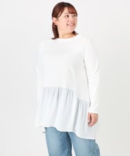 OLKAD36099 eur3(エウルキューブ) 【大きいサイズ】異素材ドッキングカットソー ホワイト(90)