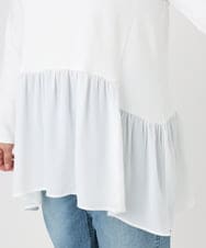 OLKAD36099 eur3(エウルキューブ) 【大きいサイズ】異素材ドッキングカットソー ホワイト(90)