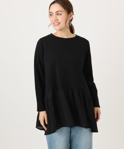 OLKAD36099 eur3 【大きいサイズ】異素材ドッキングカットソー