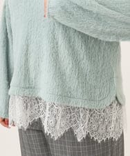 OLKAG29099 eur3(エウルキューブ) 【WEB先行販売】【大きいサイズ】フラッフィーレースドッキングトップス ライトグリーン