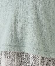 OLKAG29099 eur3(エウルキューブ) 【WEB先行販売】【大きいサイズ】フラッフィーレースドッキングトップス ライトグリーン