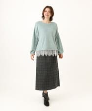 OLKAG29099 eur3(エウルキューブ) 【WEB先行販売】【大きいサイズ】フラッフィーレースドッキングトップス ライトグリーン