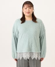 OLKAG29099 eur3(エウルキューブ) 【WEB先行販売】【大きいサイズ】フラッフィーレースドッキングトップス ライトグリーン