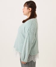 OLKAG29099 eur3(エウルキューブ) 【WEB先行販売】【大きいサイズ】フラッフィーレースドッキングトップス ライトグリーン