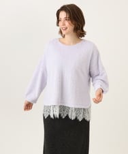 OLKAG29099 eur3(エウルキューブ) 【WEB先行販売】【大きいサイズ】フラッフィーレースドッキングトップス ラベンダー