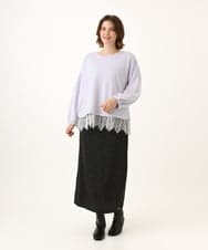OLKAG29099 eur3(エウルキューブ) 【WEB先行販売】【大きいサイズ】フラッフィーレースドッキングトップス ラベンダー