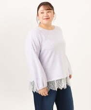 OLKAG29099 eur3(エウルキューブ) 【WEB先行販売】【大きいサイズ】フラッフィーレースドッキングトップス ラベンダー