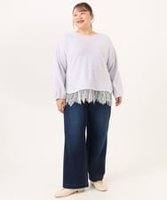 OLKAG29099 eur3(エウルキューブ) 【WEB先行販売】【大きいサイズ】フラッフィーレースドッキングトップス ラベンダー