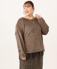 OLKAG29099 eur3(エウルキューブ) 【WEB先行販売】【大きいサイズ】フラッフィーレースドッキングトップス ダークブラウン