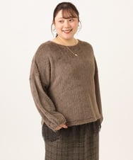 OLKAG29099 eur3(エウルキューブ) 【WEB先行販売】【大きいサイズ】フラッフィーレースドッキングトップス ダークブラウン