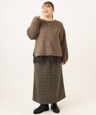 OLKAG29099 eur3(エウルキューブ) 【WEB先行販売】【大きいサイズ】フラッフィーレースドッキングトップス ダークブラウン