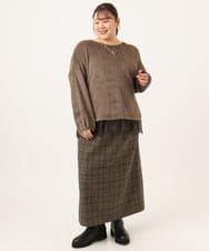 OLKAG29099 eur3(エウルキューブ) 【WEB先行販売】【大きいサイズ】フラッフィーレースドッキングトップス ダークブラウン