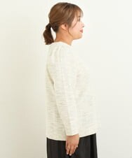 OLKAS11070 eur3(エウルキューブ) 【大きいサイズ/a.v.v×eur3】カットツイードギャザースリーブトップス ベージュ(82)