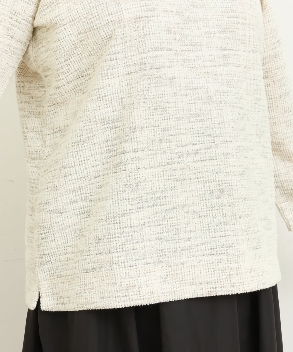 OLKAS11070 eur3(エウルキューブ) 【大きいサイズ/a.v.v×eur3】カットツイードギャザースリーブトップス ベージュ(82)