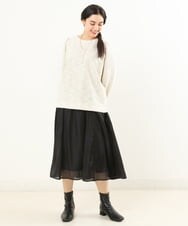 OLKAS11070 eur3(エウルキューブ) 【大きいサイズ/a.v.v×eur3】カットツイードギャザースリーブトップス ベージュ(82)