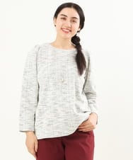 OLKAS11070 eur3(エウルキューブ) 【大きいサイズ/a.v.v×eur3】カットツイードギャザースリーブトップス ブラック(94)