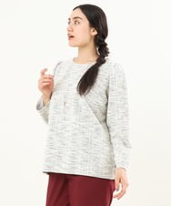 OLKAS11070 eur3(エウルキューブ) 【大きいサイズ/a.v.v×eur3】カットツイードギャザースリーブトップス ブラック(94)