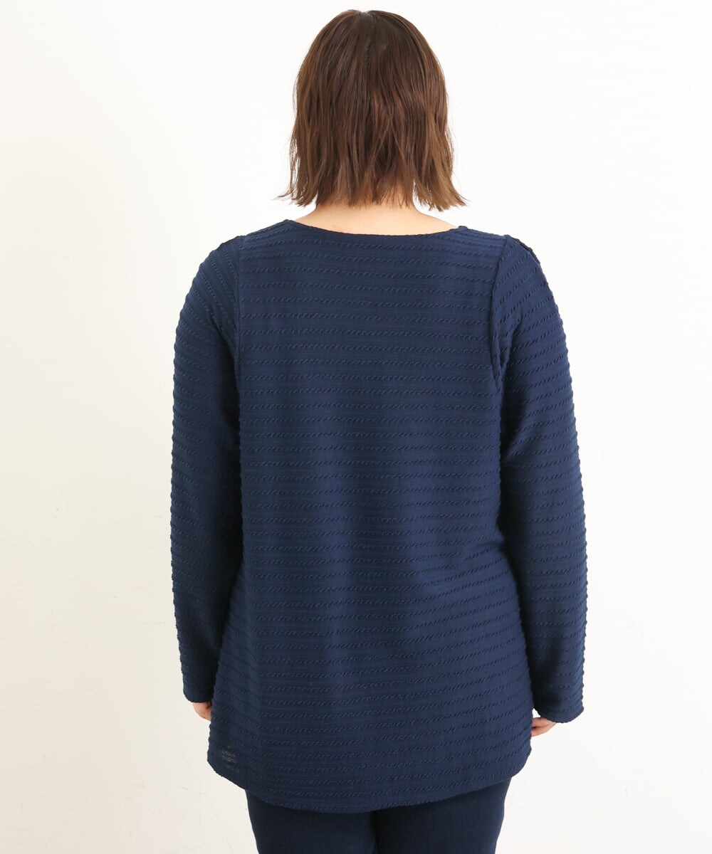OLKAS17070 eur3(エウルキューブ) 【大きいサイズ】ジャガードカットソー ネイビー(57)