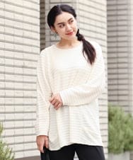 OLKAS17070 eur3(エウルキューブ) 【大きいサイズ】ジャガードカットソー アイボリー(80)