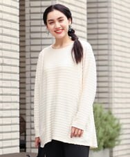 OLKAS17070 eur3(エウルキューブ) 【大きいサイズ】ジャガードカットソー アイボリー(80)