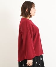 OLKAS24080 eur3(エウルキューブ) 【大きいサイズ/soso×eur3】リーフ刺繍ジャガードトップス ワイン(77)
