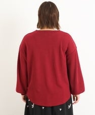 OLKAS24080 eur3(エウルキューブ) 【大きいサイズ/soso×eur3】リーフ刺繍ジャガードトップス ワイン(77)