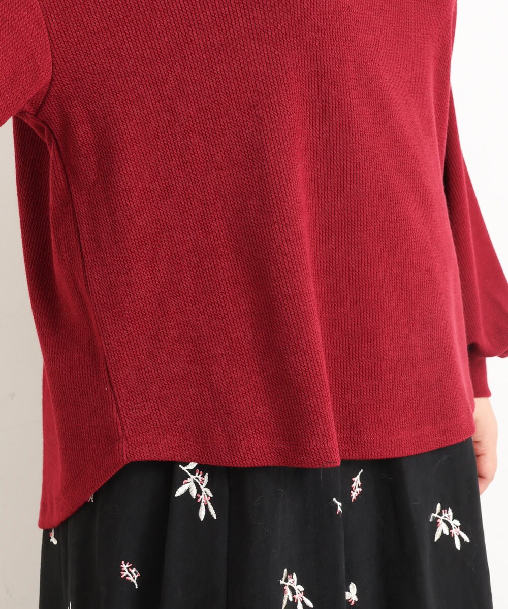 OLKAS24080 eur3(エウルキューブ) 【大きいサイズ/soso×eur3】リーフ刺繍ジャガードトップス ワイン(77)