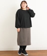 OLKAS24080 eur3(エウルキューブ) 【大きいサイズ/soso×eur3】リーフ刺繍ジャガードトップス ブラック(94)