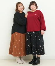 OLKAS24080 eur3(エウルキューブ) 【大きいサイズ/soso×eur3】リーフ刺繍ジャガードトップス ブラック(94)
