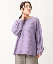 OLKAV21079 eur3(エウルキューブ) 【大きいサイズ】ケーブルジャカードカットソー ラベンダー(60)