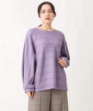 OLKAV21079 eur3(エウルキューブ) 【大きいサイズ】ケーブルジャカードカットソー ラベンダー(60)