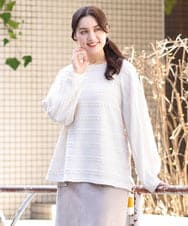 OLKAV21079 eur3(エウルキューブ) 【大きいサイズ】ケーブルジャカードカットソー アイボリー(80)