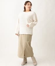 OLKAV21079 eur3(エウルキューブ) 【大きいサイズ】ケーブルジャカードカットソー アイボリー(80)