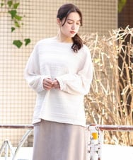 OLKAV21079 eur3(エウルキューブ) 【大きいサイズ】ケーブルジャカードカットソー アイボリー(80)