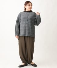 OLKAV21079 eur3(エウルキューブ) 【大きいサイズ】ケーブルジャカードカットソー ダークグレー(93)