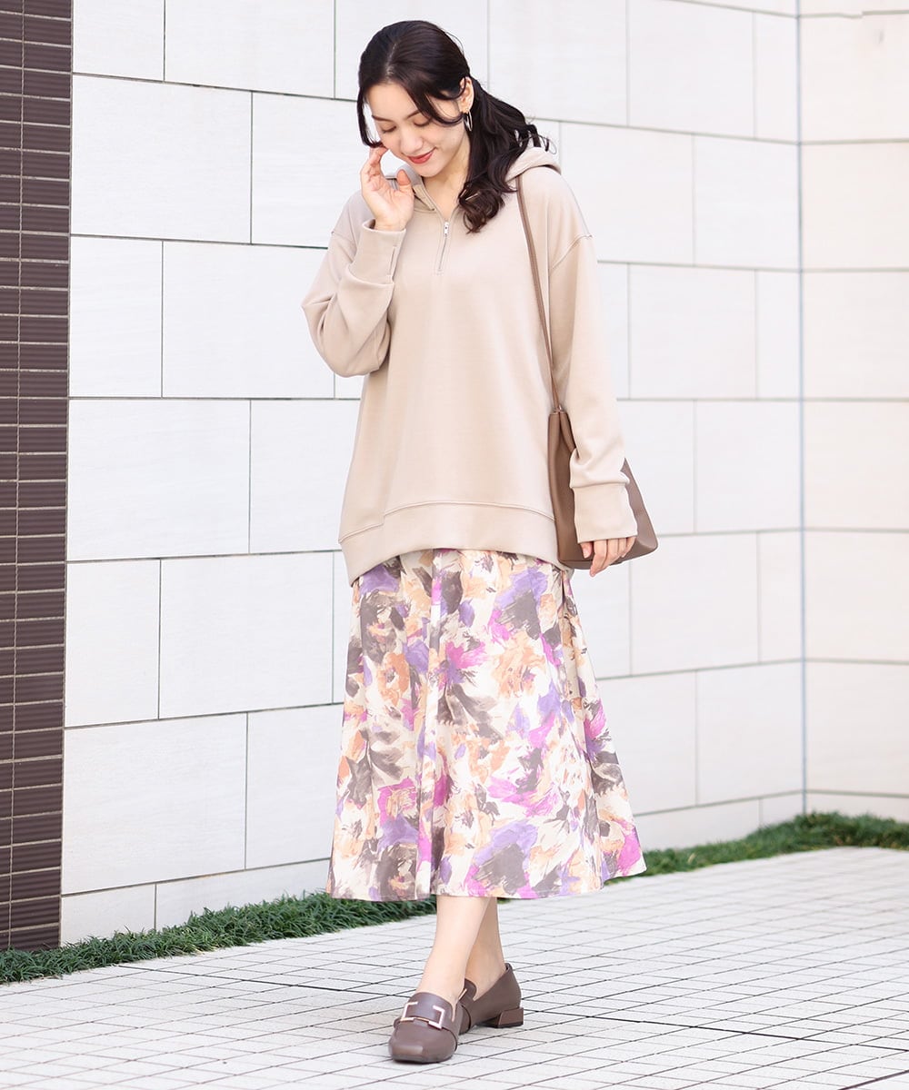 OLKAV25079 eur3(エウルキューブ) 【大きいサイズ/a.v.v×eur3】ジップフーディートップス ベージュ(82)