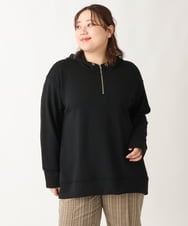 OLKAV25079 eur3(エウルキューブ) 【大きいサイズ/a.v.v×eur3】ジップフーディートップス ブラック(94)