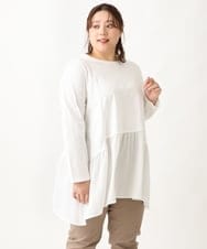 OLKAV35079 eur3(エウルキューブ) 【大きいサイズ】ジャージーコンビチュニック ホワイト(90)