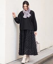 OLKAV36089 eur3(エウルキューブ) 【大きいサイズ】袖ギャザートップス ブラック(94)