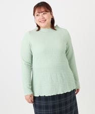 OLKBD31059 eur3(エウルキューブ) 【WEB先行販売】【大きいサイズ】シャーリングメロートップス ライトグリーン(30)