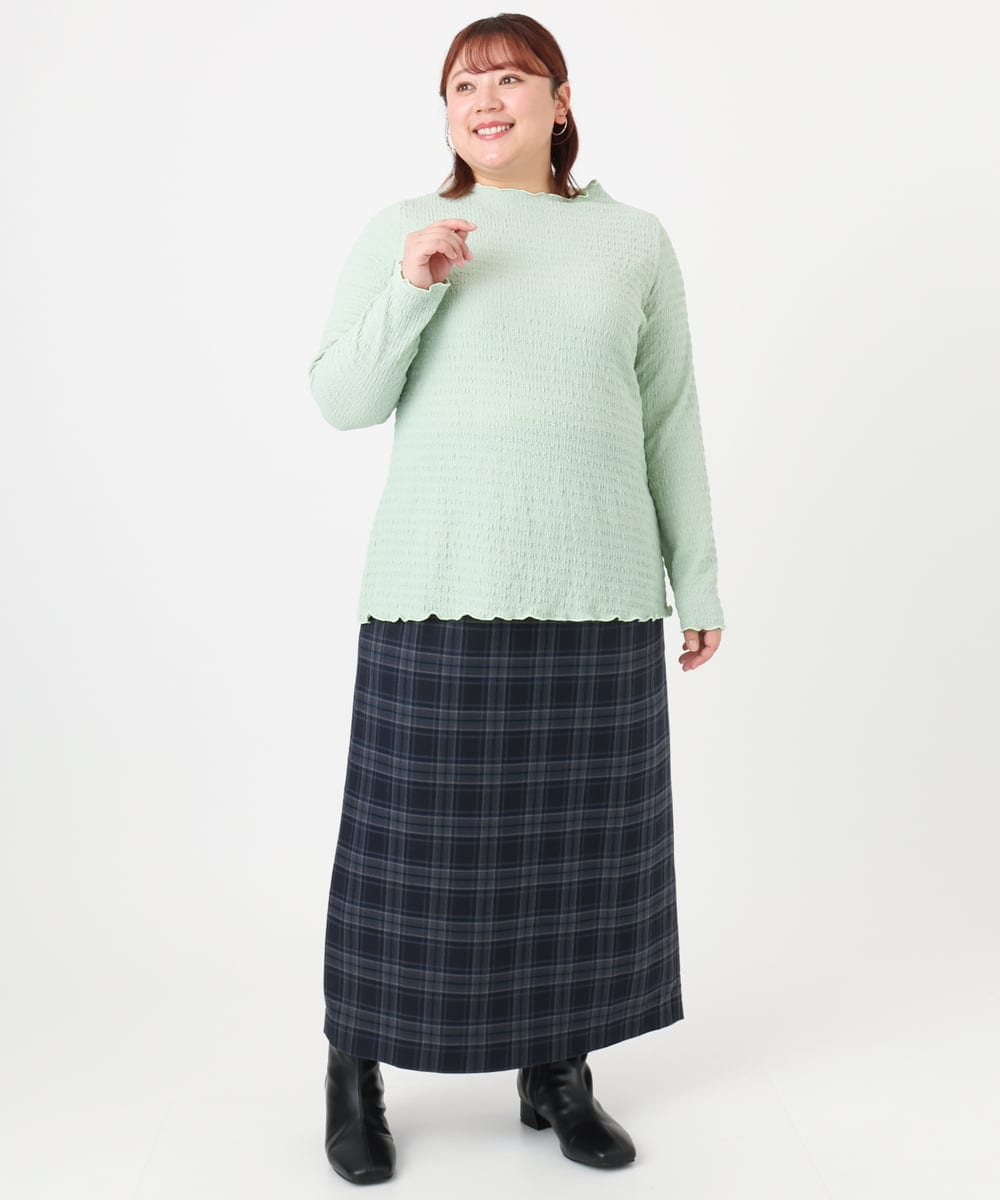 OLKBD31059 eur3(エウルキューブ) 【WEB先行販売】【大きいサイズ】シャーリングメロートップス ライトグリーン(30)