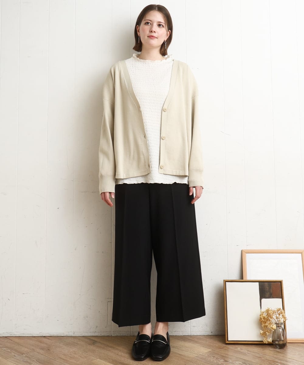 OLKBD31059 eur3(エウルキューブ) 【大きいサイズ】シャーリングメロートップス アイボリー(80)