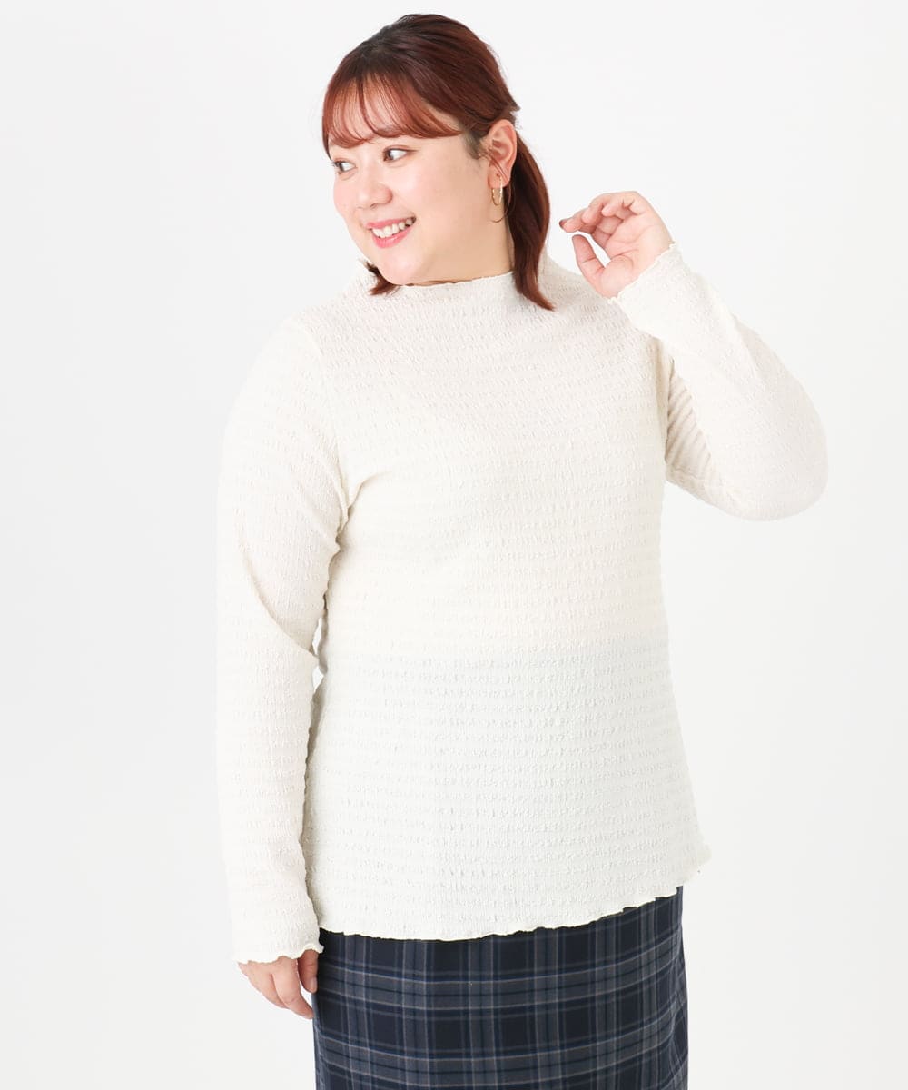 OLKBD31059 eur3(エウルキューブ) 【WEB先行販売】【大きいサイズ】シャーリングメロートップス アイボリー(80)