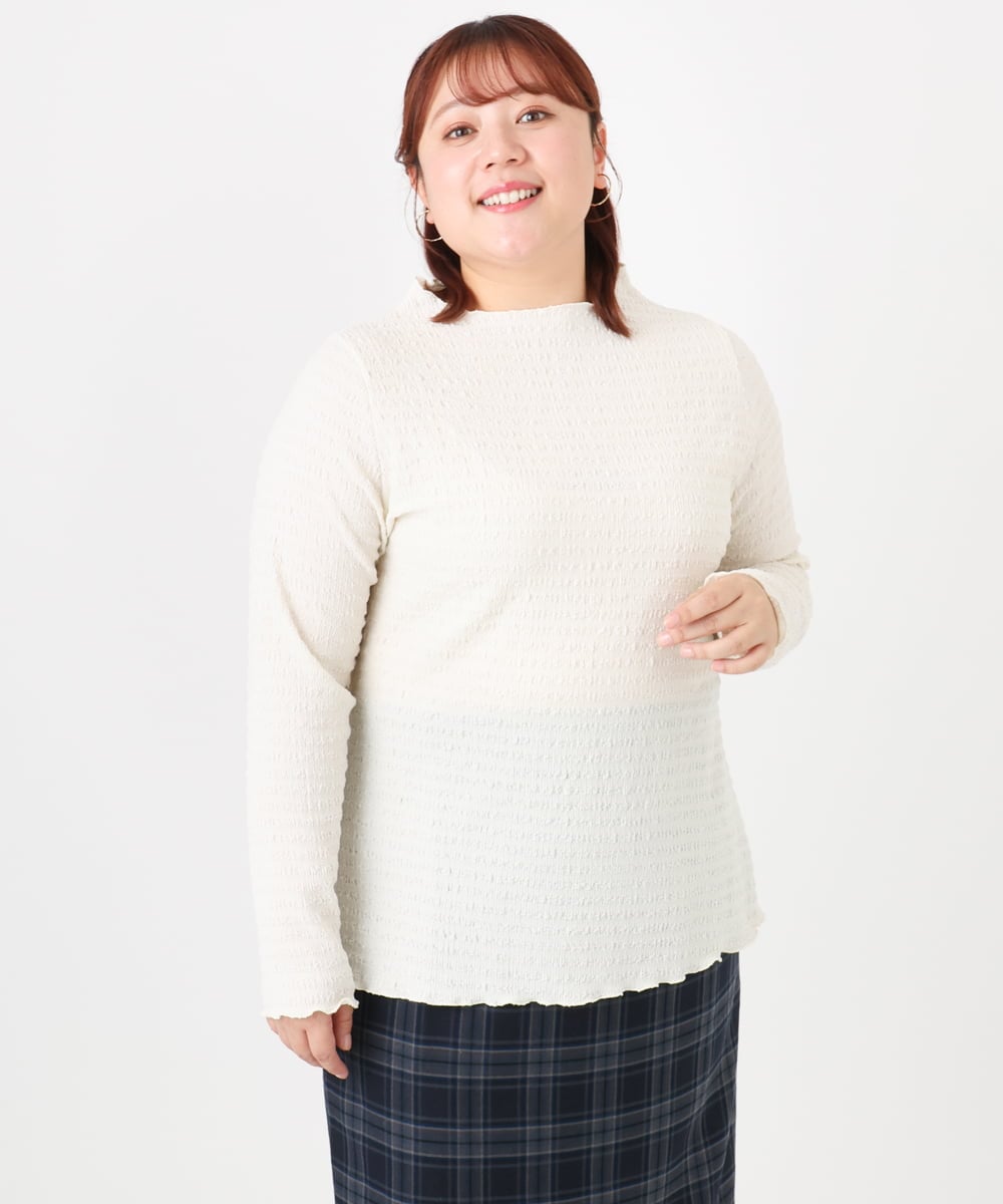 OLKBD31059 eur3(エウルキューブ) 【WEB先行販売】【大きいサイズ】シャーリングメロートップス アイボリー(80)