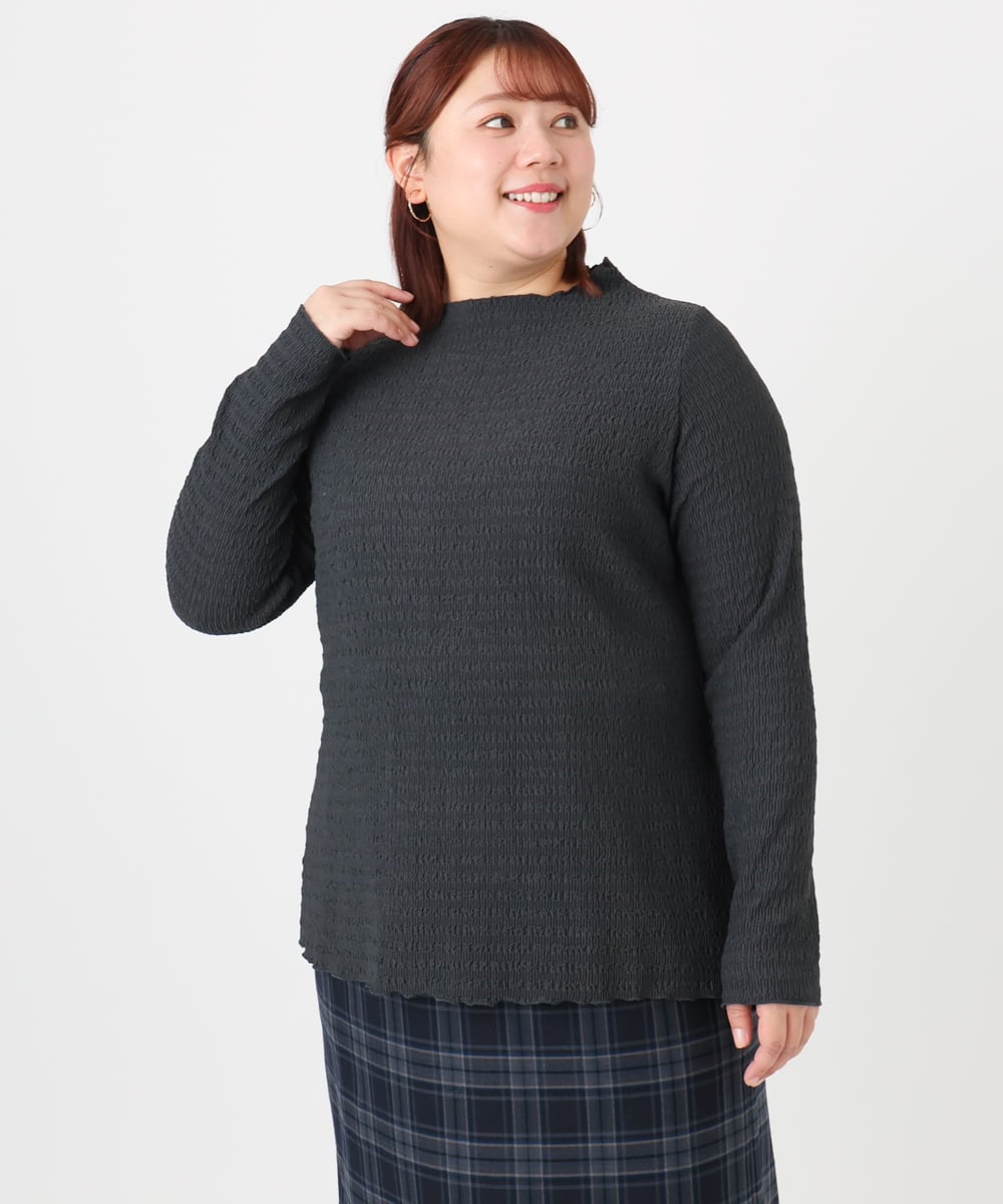 OLKBD31059 eur3(エウルキューブ) 【WEB先行販売】【大きいサイズ】シャーリングメロートップス ダークグレー(93)