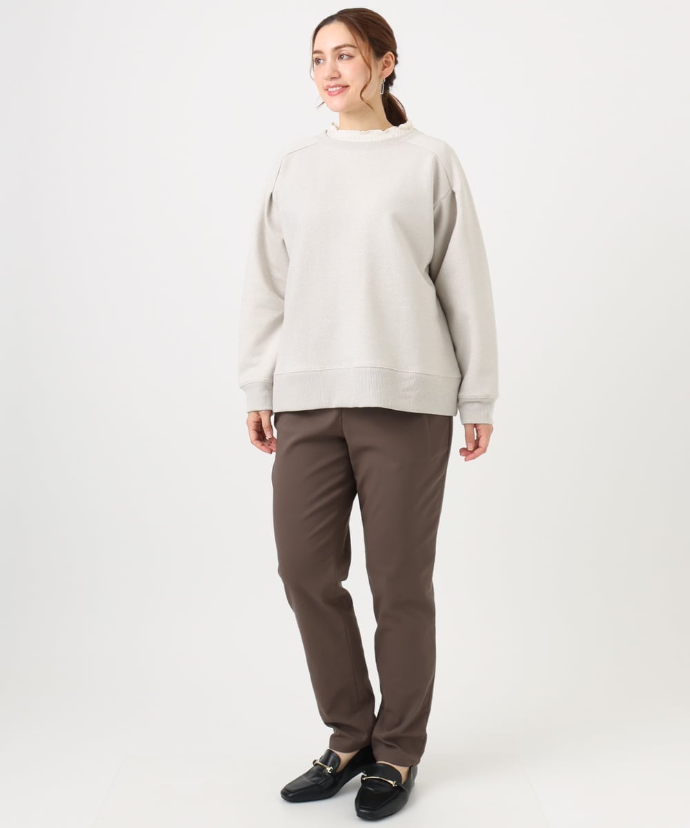 OLKBD32069 eur3(エウルキューブ) 【WEB先行販売】【大きいサイズ/a.v.v×eur3】ラメ裏毛スウェットプルオーバー グレージュ(89)